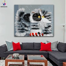 DIY картина по номерам абстрактный Кот и мышь фигурные рисунки по номерам с наборы 40x50 оформлена