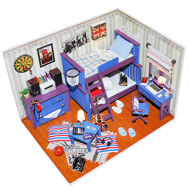 

Miniature DIY Doll House Wodden Miniatura Dust cover DollHouses Furniture Kit Adornment Handmade Toys For Children girl gift TW4