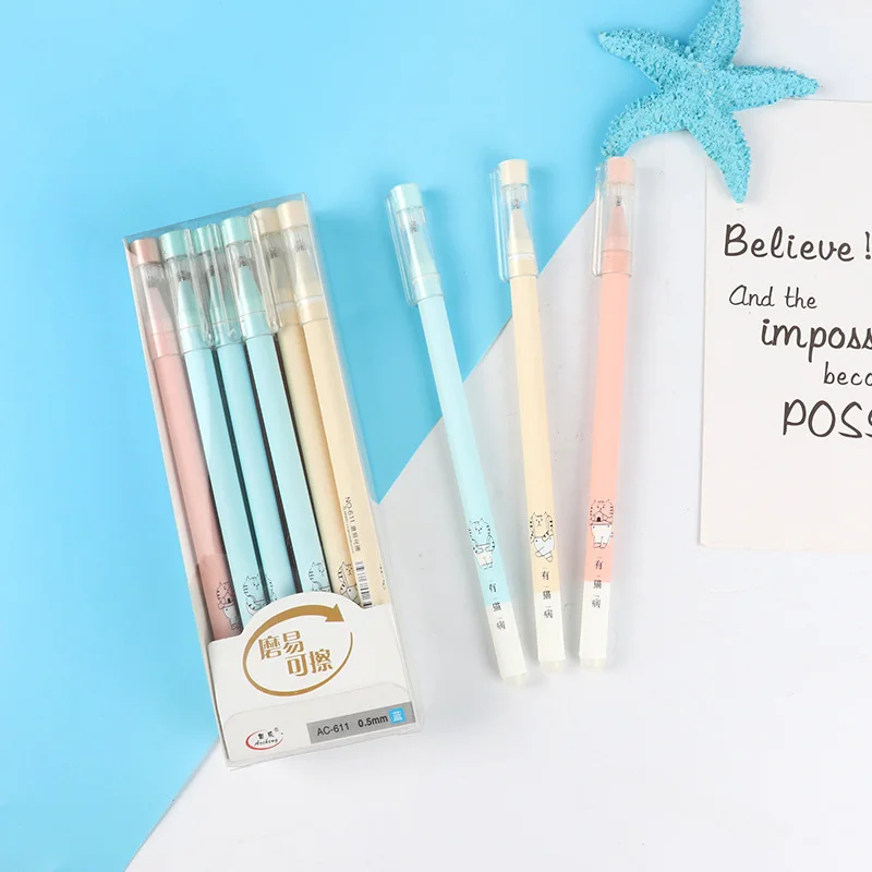 

1Pc Erasable Pen Cute Candy Color Gel Pen Kawaii Erasable Gel Pen noveltly Cat Gel Pen For Kids Gifts School Supplies Stationery