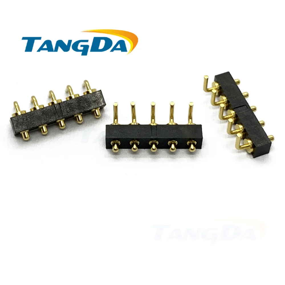 

Tangda POGOPIN connectors 5p 5pin pitch:2.45mm right angle bend antenna thimble test probe current PIN spring Pin male seat AG