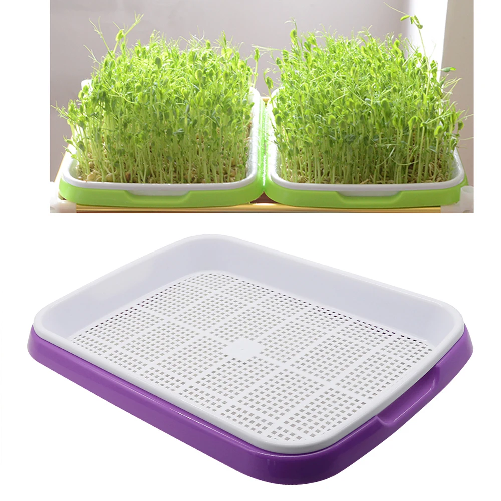 Hydroponics Seedling Tray Double Layer Sprout Plate Hydroponics System To Grow Nursery Pots Tray Vegetable Seedling Pot 3 Sets