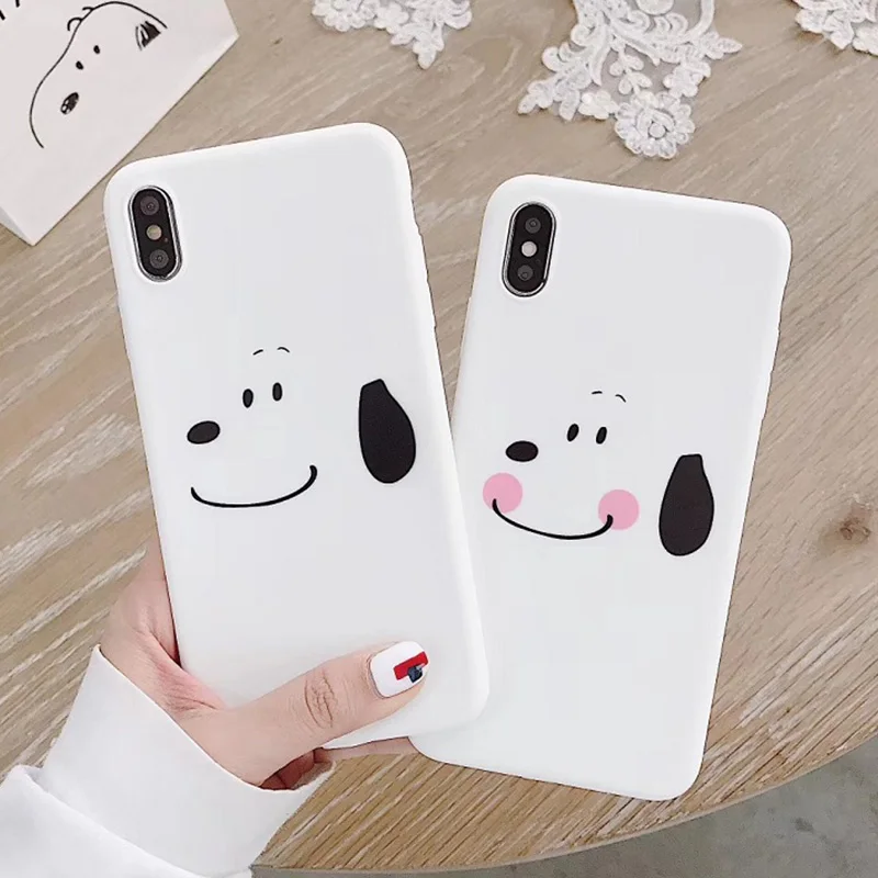 

Cartoon Dog matte phone Case For iPhone 7 8 Plus Cases Ultra Thin white cute dog Cases For iphone 6 s 6s Plus X XR XS max case