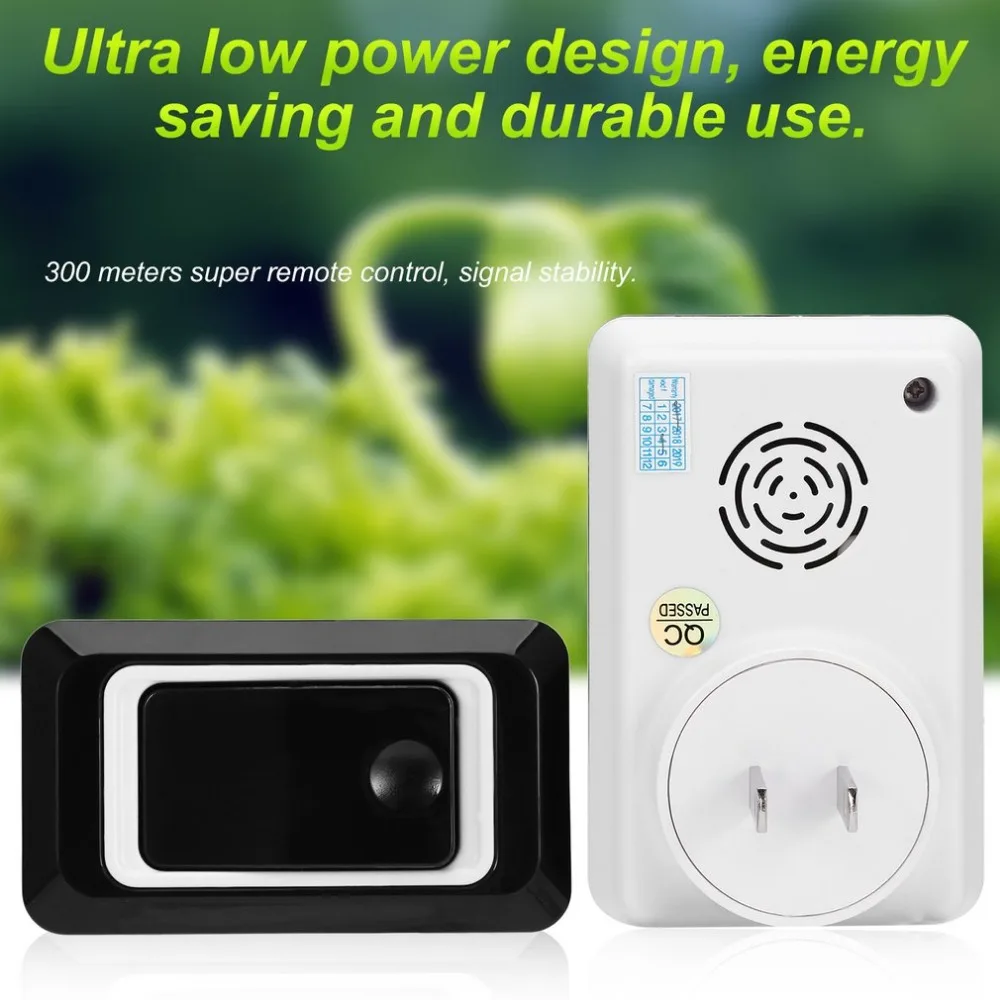 

New TS-K108W11 Simple Design Home Wireless Door Bell Doorbell Energy Saving Adjustable Sound Volume Door Bell Black US/EU/UK