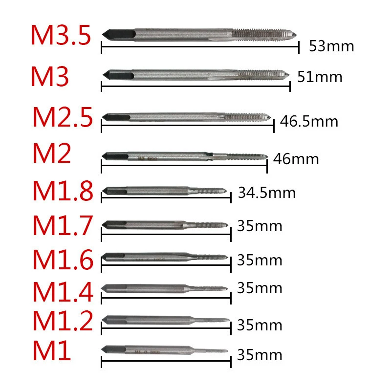 5 шт. мини M1 M1.2 M1.4 M1.6 M1.7 M1.8 M2 2,5 M3 3,5 кран прямые человеческие волосы для наращивания, набор рифленый Винт поток HSS метрический нажмите сверла