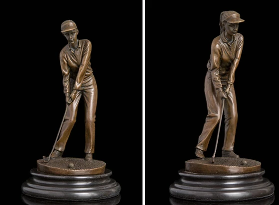 

JP S1150 Art Deco Sculpture Female Golf Player Bronze Statue