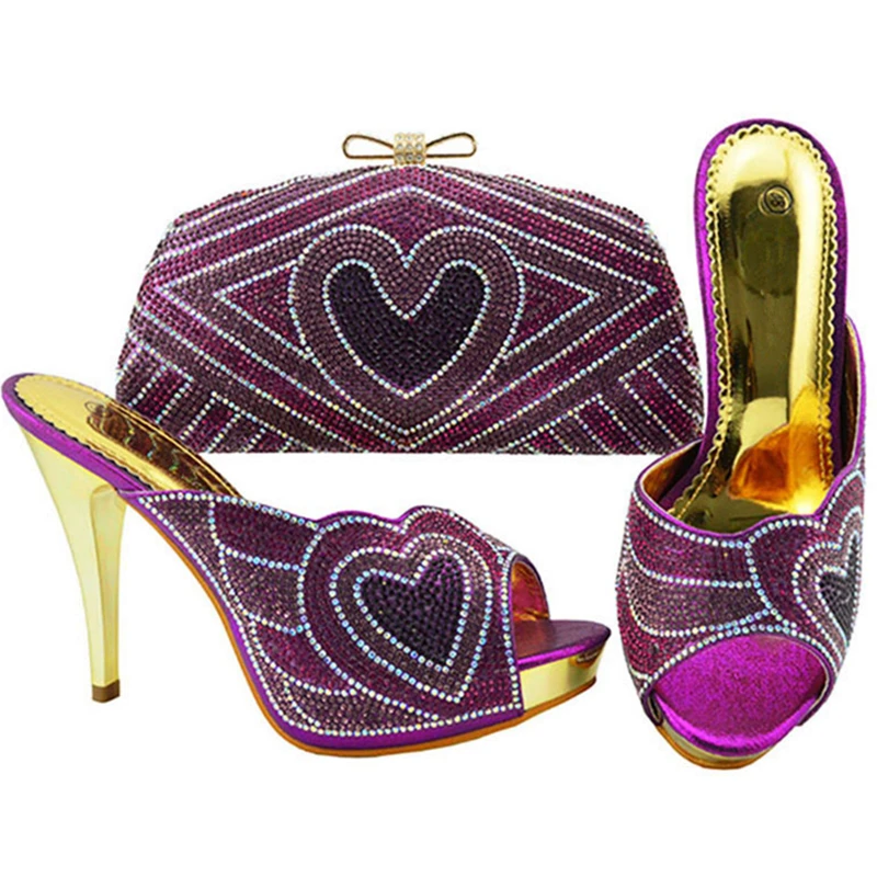 Italiaanse Dames Schoenen en Tas Sets Versierd met Strass Afrikaanse Vrouwen Italiaanse Schoenen en Tas Sets Slip op Hoge Hakken pompen Italiaanse Dames Schoenen en Tas Sets Versierd met Strass Afrikaanse Vrouwen Italiaanse Schoenen en Tas Sets Slip op Hoge Hakken pompen