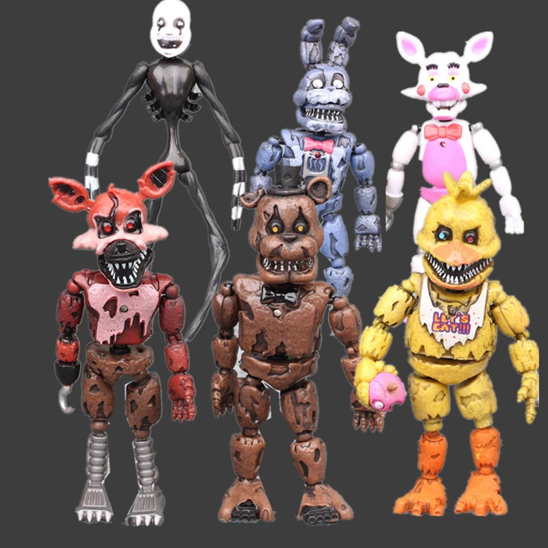 

Anime 6pcs/lot PVC Five Nights At Freddy's Action Figure FNAF Bonnie Foxy Freddy Fazbear Bear Figures Dolls Toys Model 14.5-17cm