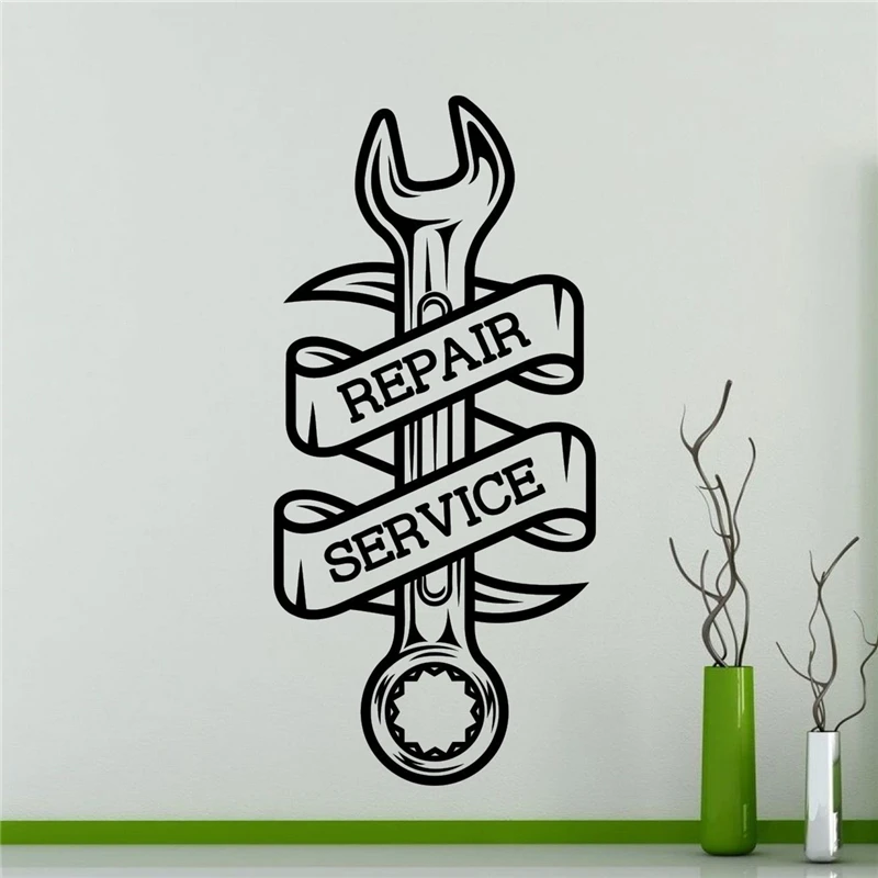

2018 Home Decoration Accessories Wall Stickers Car Repair Service Wall Sticker Workshop Garage Wrench Vinyl Home Decor X183