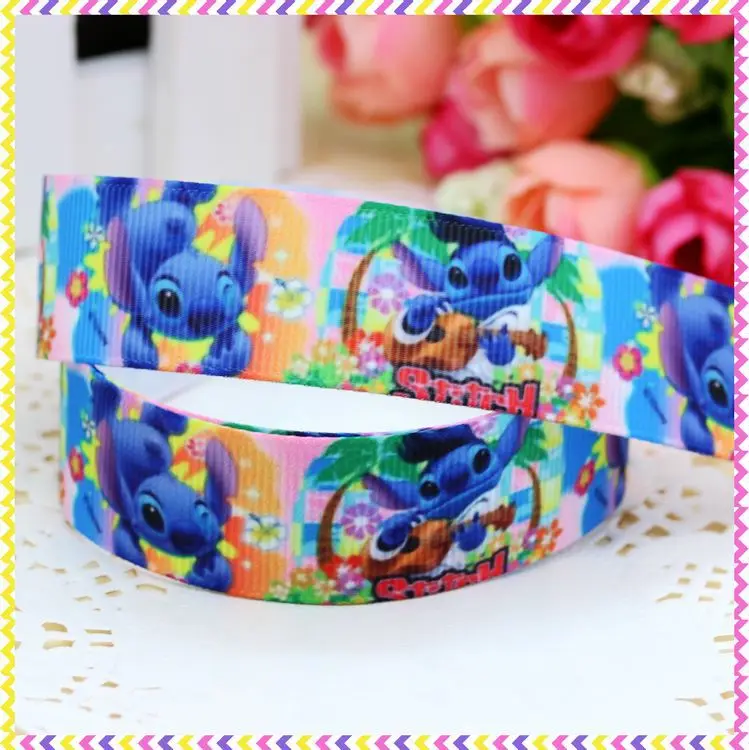 

DHK 7/8'' 5yards stitch printed grosgrain ribbon headwear hair bow diy party decoration OEM Wholesale 22mm C859