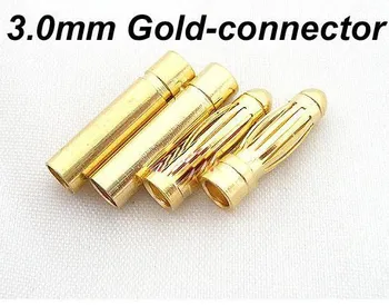 

400 Pair =800pcs 3.0mm 3 Gold plated Spring Connector GOLDEN RC Battery Bullet Plug
