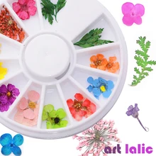 1 колесо микс сушеных листьев цветка для украшения ногтей натуральные сухие цветы наклейки DIY 3D Маникюр УФ гель Советы