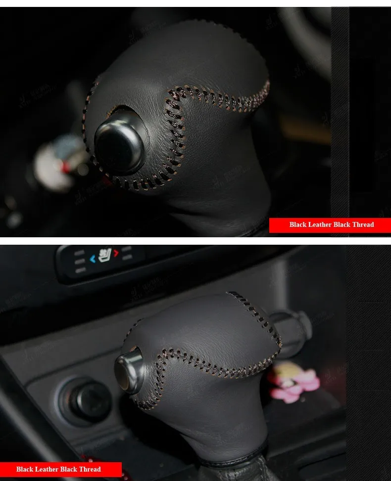 for Kia Sportage 3 K3 Sorento gear shift knob covers Black Thread 1