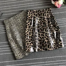 Сексуальные женские леопардовые мини юбки осень/зима Высокая талия лакированная кожа Юбки A597