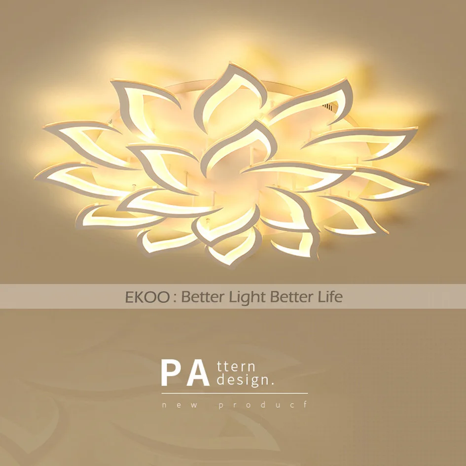 EKOO современный светодиодный акриловый потолочный светильник в виде цветка лилии для дома 3 цвета с регулируемой яркостью для прихожей, прохода, балкона и т. Д