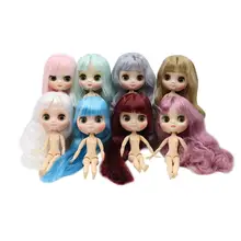 Middie blyth nude boneca 20cm corpo comum rosto fosco ou brilhante com maquiagem cabelo macio diy brinquedos presente com gestos