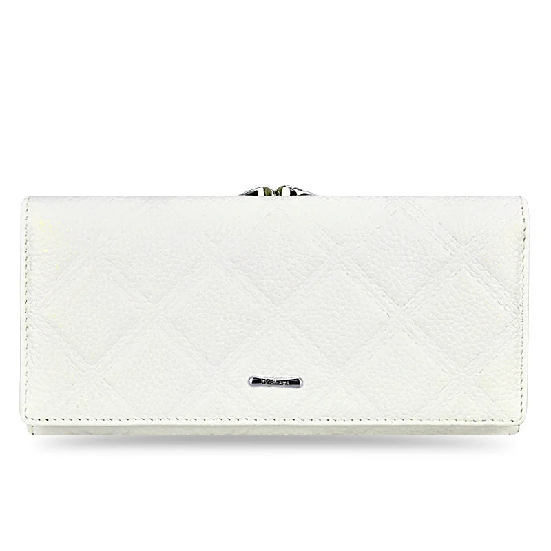 DICIHAYA, кожаный женский кошелек, длинные пряжки сумочки, твердая воловья кожа, несколько держателей для карт, клатч, модные стандартные кошельки, A136-9112 - Цвет: white