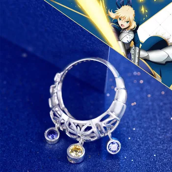 

Fate/Stay Night Saber Ring Altria Pendragon Armour 925 Sterling Sliver Jewelry Free With Sliver Chain Women Costume Accessories