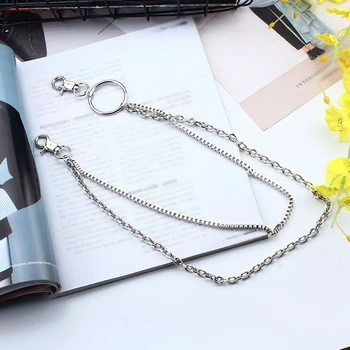 

Long Metal Wallet Belt Chain Rock Punk Trousers Hipster Pant Jean Black Ring Clip Men's Hip Hop Belt
