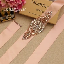 MissRDress жемчуг свадебный пояс стразы свадебный пояс, лента розовое золото Кристалл Свадебный Пояс для невесты Платья для подружек невесты JK845