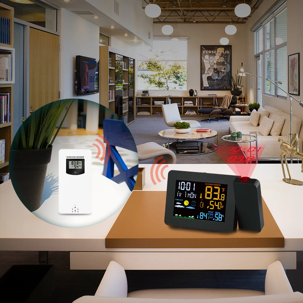 Beste Projectie temperatuur Klok Radiogestuurde Klok weerstation Monitor Indoor Outdoor Thermometer