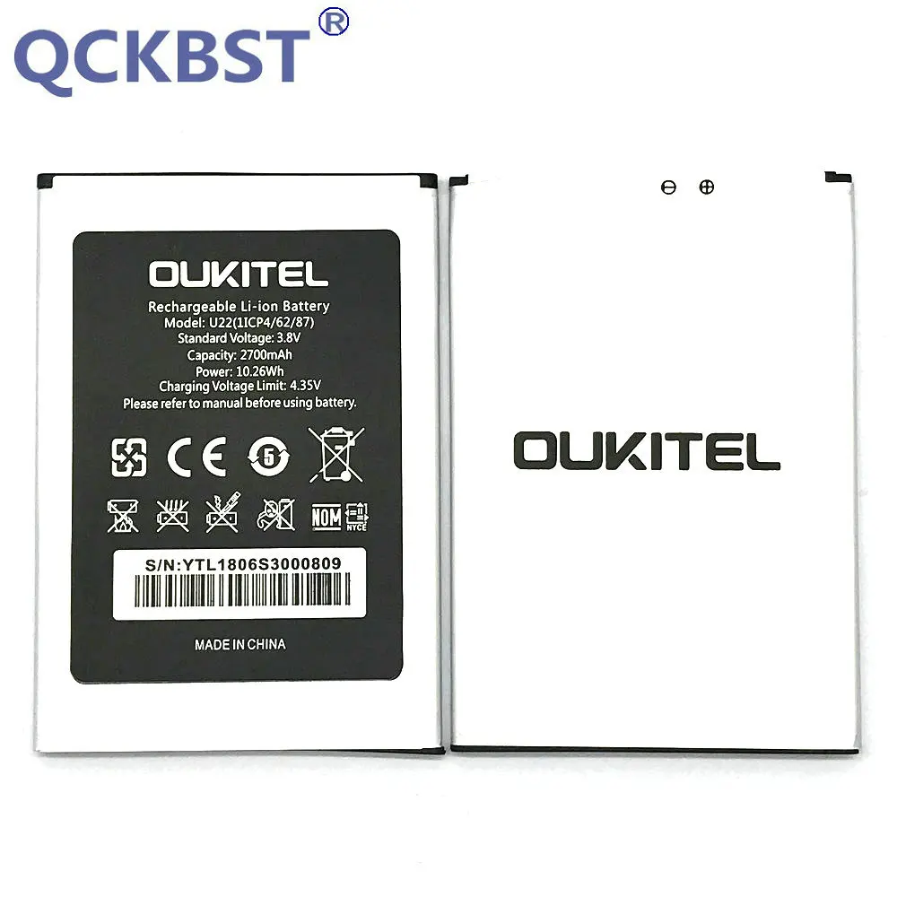 

QCKBST New 2700mAh Battery Replacement For OUKITEL U22 Phone Batteries In stock Tracking code