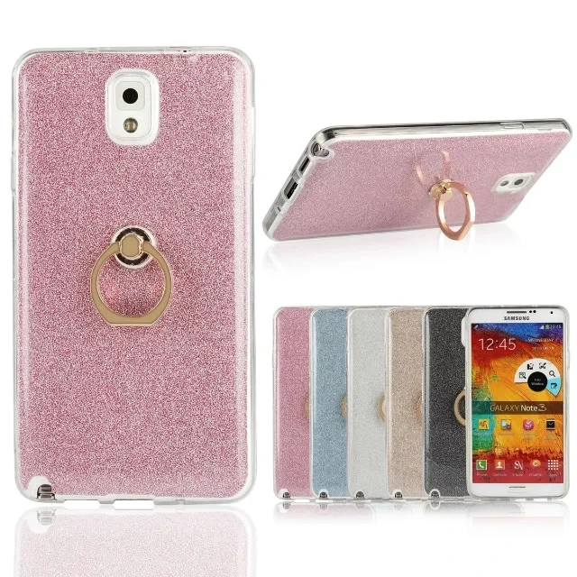 Bling Glitter Ring Holder Stand Soft TPU Phone Cover Casefor Samsung Note 3 4 5 8 Note3 Note4 Note5 Note8 Cellphone Accessories
