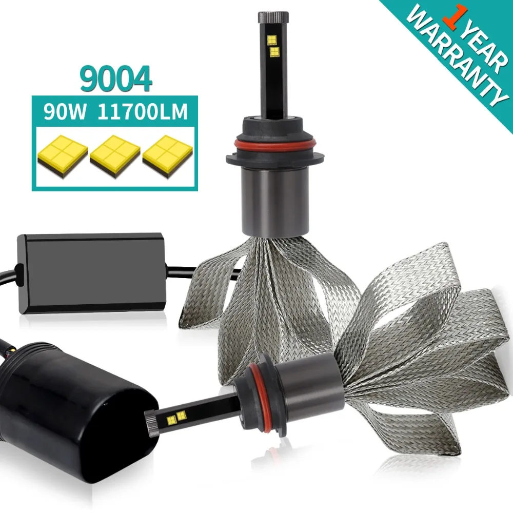 Зеленый L 11700Lm светодио дный 9004 фар комплект d2s h4 h7 H1 h11 h3 h13 9007 880 6000 К туман огни