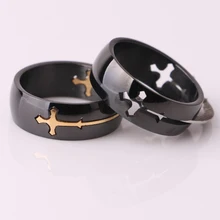 

Cool Men Women Couple Ring Titanium Steel Wide Band Ring Detachable Cross Finger Jewelry anillo mujer ancho mens titanium ring
