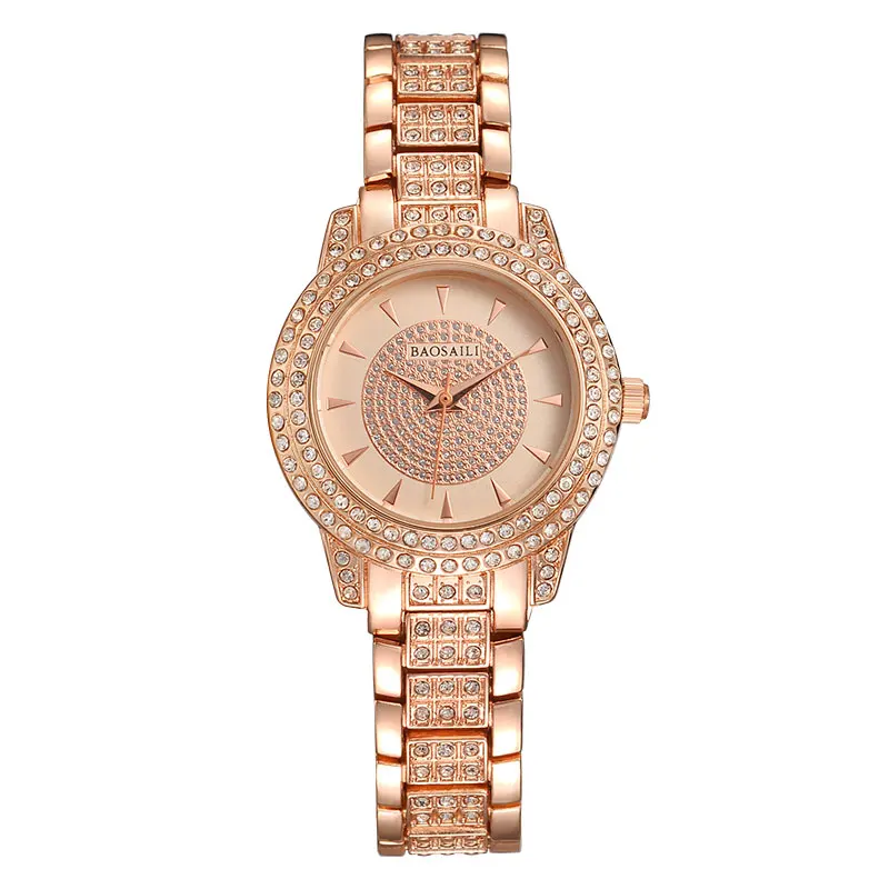Famous Brand Women Luxury Watches Ladies Rhinestones Wristwatches Gold