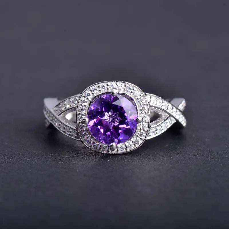 CSJ Fine Jewelry 925 Sterling Silver Ring Purple Nature Amethyst stone Women Wedding Anel Aneis Gemstone Rings