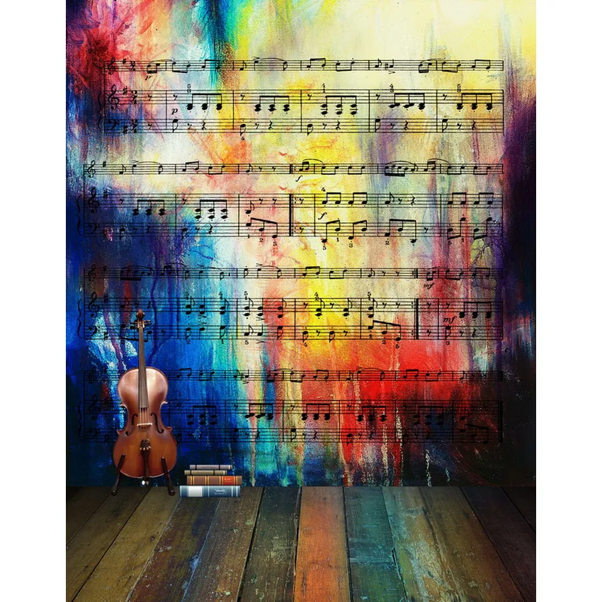 

Vinyl Photography Background Music Score Violin Computed Printed Children Backdrops for Photo Studio S-2199