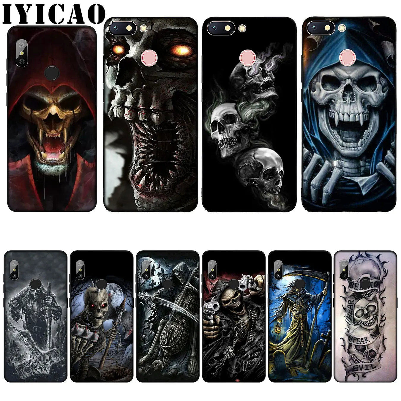 IYICAO Grim смерть с косой Скелет Забавный силиконовый мягкий чехол для Xiaomi Redmi 6A 5A