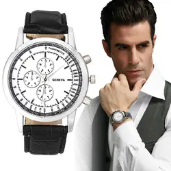 Роскошные Для мужчин часы дизайн одежды циферблат кожаный ремешок кварцевые наручные часы мужские деловые часы подарок relogio часы Баян коль