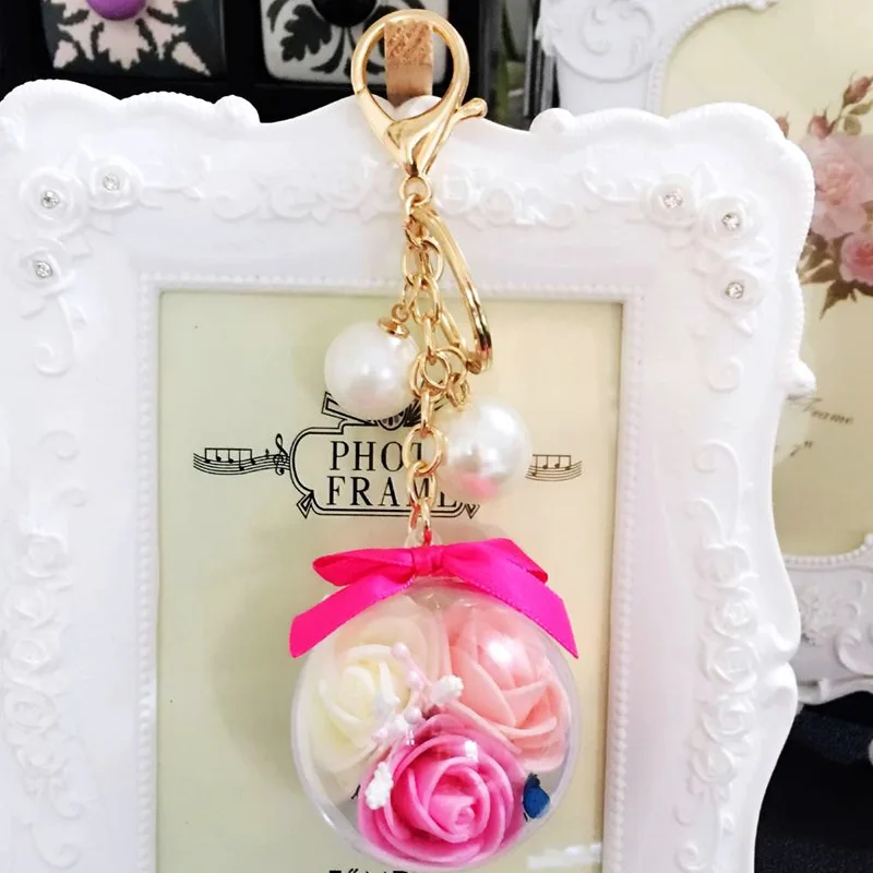 Цветок розы металлический брелок с колокольчиком брелок в виде цветка женский брелок Женская сумка кулон ювелирные изделия подарок для девушки красота 1 шт