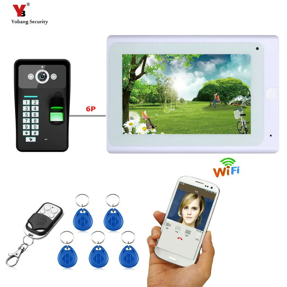 

Fingerprint RFID Password APP Remote Control 7 Inch Monitor Wifi Wireless Video Door Phone Doorbell Intercom System
