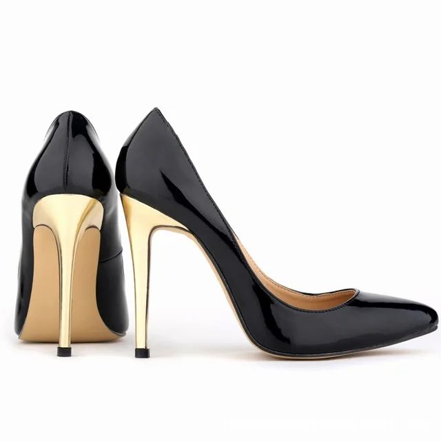black pump with gold heel