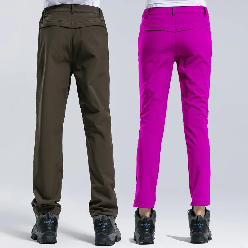 Invierno al aire libre espesar Fleece cálido Softshell caminar pantalones Windprooof Trekking pesca Camping esquí para hombres Mujer