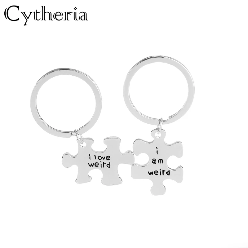 

lovers key rings 2 i love weird keychains set i am weird key chain couple car key holder birthday Gift for boyfriend Splice key