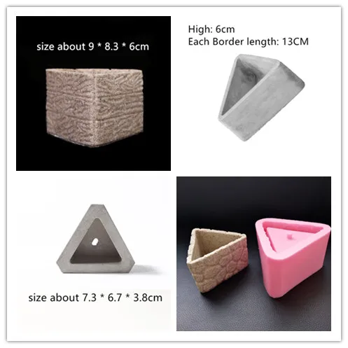 Triangle Concrete flowerpot making silicone mold Handmade Cement Craft Desktop Planter Molds for Garden Building Decoration