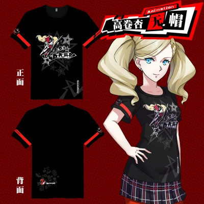 [Сток] Горячая аниме Persona 5 P5 Anne Takamaki Ren Amamiya летняя футболка с капюшоном Косплей Футболка S-3XL унисекс Новинка - Цвет: as pic