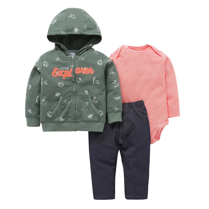 Комплекты из 3 предметов одежда для маленьких мальчиков и девочек пуловер на молнии с длинными рукавами, пальто+ боди+ штаны вязаная куртка зимняя детская одежда - Цвет: 8