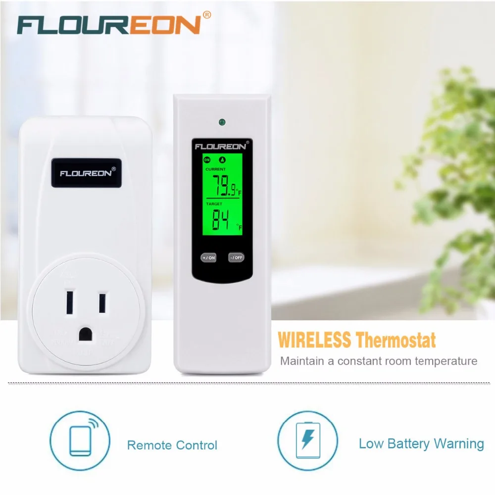 Floureon Wireless Thermostat RF Plug In Heating and Cooling Temperature Controller TS-808 US | Инструменты
