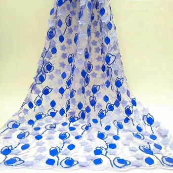 

Royal Blue Green Color Embroidery-Sequins African High Quality French Tulle Lace Fabric 2019 New Arrival African Lace Fabric
