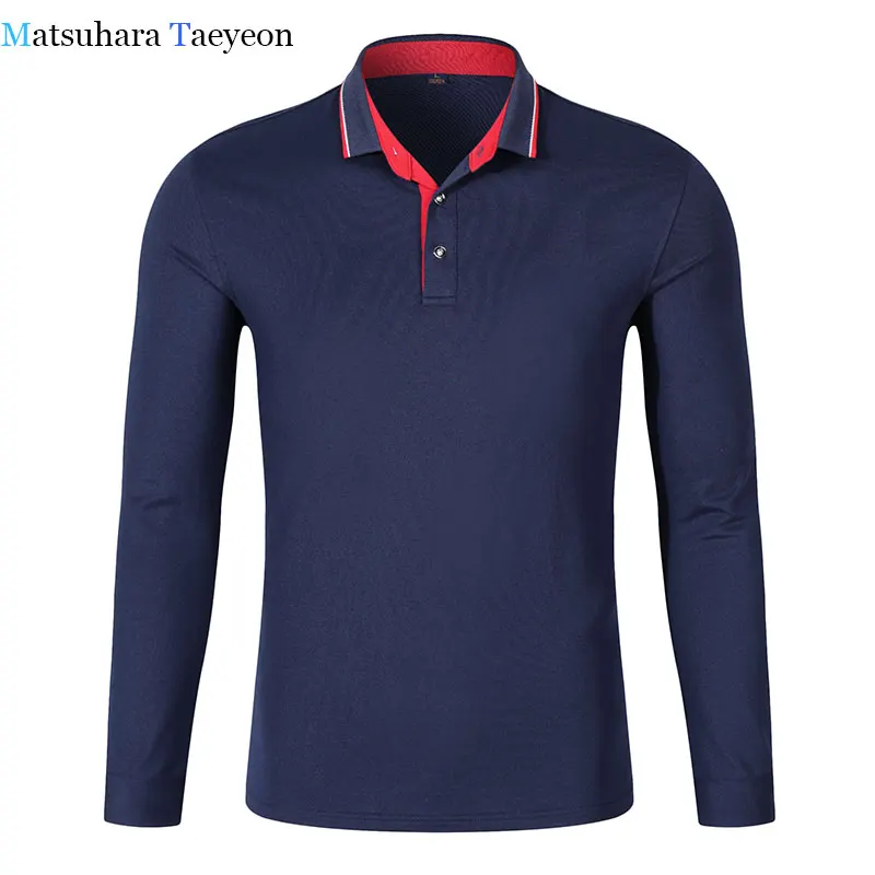 Solid Colors New 2017 Spring Autumn Men Polo Shirt Long Sleeve 94% ...