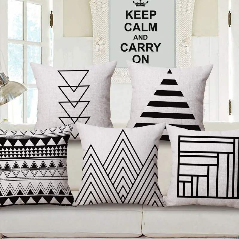 45cmx45cm Black white geometric Pillow Covers Decorative Throw Pillow