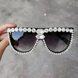 Новый плоский Топ Защита от солнца очки со стразами женские квадратные солнцезащитные очки для женщин Мода известный бренд gafas de sol
