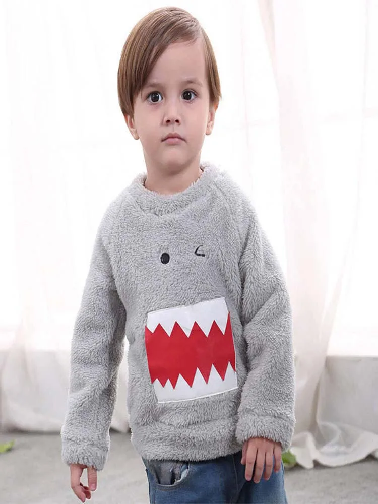 

2019 new wool sweater baby boy's shirt children boy and girl cartoon little monster print warm top