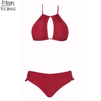 

TCBSG Push Up Women Solid Bikini Set 2019 New Summer UnPadded Bra Swimsuit Swimwear Triangle Bathing Suit Swimming Suit biquini