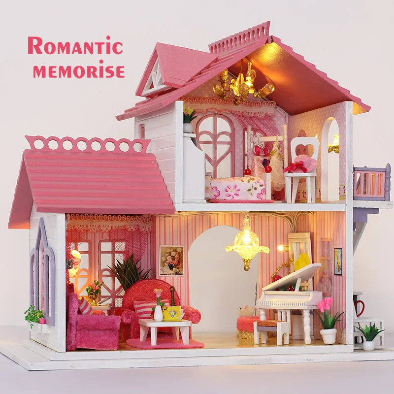 Hot Sale DIY Doll House Wooden Miniatura dollhouse Miniature Doll House With Furniture Kit Villa Toys for children girl Hot Sale DIY Doll House Wooden Miniatura dollhouse Miniature Doll House With Furniture Kit Villa Toys for children girl