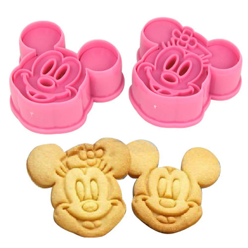 3D Biscuit Printing Cartoon Mouse Minnie Shape 2PCS/Set DIY Cake Decoration Rice ball Mold Baking Biscuit Cutting Mold